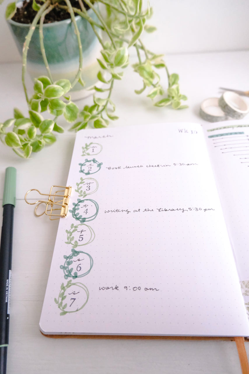 Bullet Journal March 2021—Leafy Wreaths and Minimalist Layouts